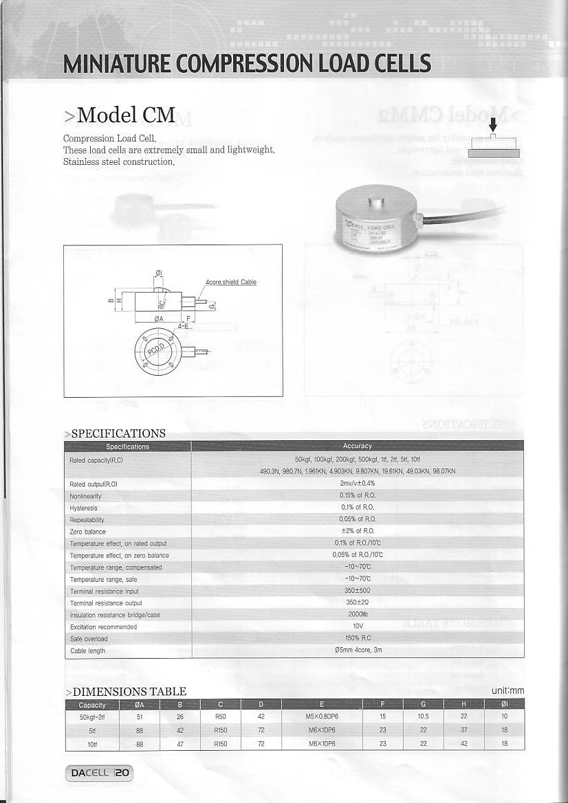 Dacell CM 稱重傳感器技術(shù)參數(shù)圖
